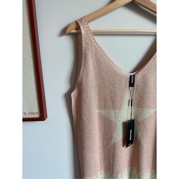 VENTI6 Shimmer Star Tank Top – Pink & Cream – Size Medium – Italy - Picture 4 of 11